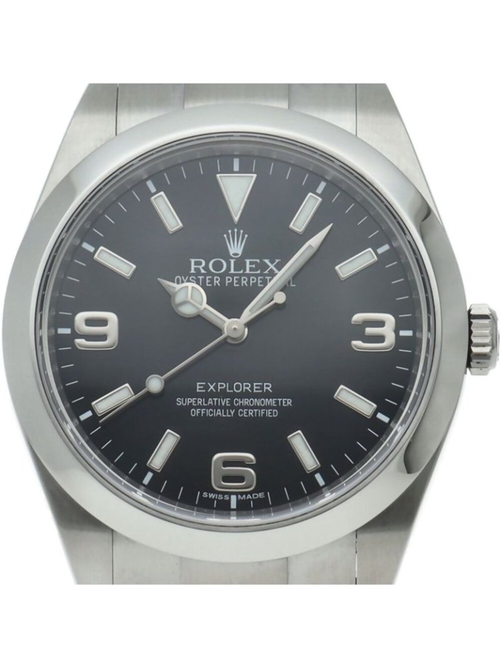 Rolex Explorer 1 Early Model SS Watch Black Medium